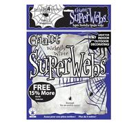 Rubies Telaraña Blanca Gigante para Halloween, Tela de araña elástica con 4 arañas falsas, Decoración Halloween, Fiestas Dia de los Muertos, Noche de Brujas, Fiestas temáticas