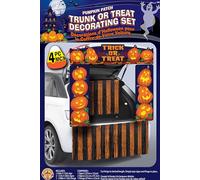 Rubies-Trunk or Treat Pumpkin Theme with 3 Signs and 1 Foil Curtains Decoración para baúl o golosina, color como se muestra en la imagen, Talla única (Rubie's 5000073)