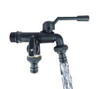 Rubinetto per lavatrice | Bibcocks Doppia uscita Rubinetto da 1/2 pollice Attrezzi da giardino Antigelo per esterni nero | Splitter per tubo da giardino in nero, splitter Hosey per rubin