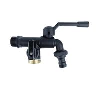 Rubinetto per lavatrice | Bibcocks Doppia uscita Rubinetto da 1/2 pollice Attrezzi da giardino Antigelo per esterni nero | Splitter per tubo da giardino in nero, splitter Hosey per rubin
