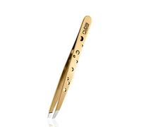 Rubis Elegance - Pinzas de depilar (doradas, oblicuas, con diseño de agujeros)