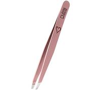 Rubis Pinzas para cejas con forma de corazón, color rosa oblicuo con grabado en forma de corazón