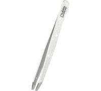 Rubis Switzerland Pinzas con purpurina - oblicuas, finas y puntiagudas - Pinzas profesionales para depilar cejas - Punta oblicua para depilación - Pinzas para cejas - Blanco