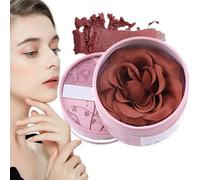 Rubor En Polvo Rosa Para Mejillas - Rosa Natural 3D Con Textura De Pétalos s - Iluminador 3.5g Con Fragancia Natural, Pigmentado Para Maquillaje Nudo, Para Viajes, Bodas Y Eventos Nocturnos