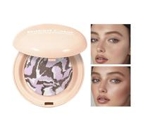 Rubor Horneado En Polvo Compacto Para Mejillas | Rubor en Polvo | Corrector De Tono De Piel Iluminador Con Espejo Incorporado Natural Ligero Para Mujeres Con Piel Grasa Seca O Madura Mejillas Diario V