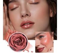 Rubor rosa de larga duración: color facial con pigmento sedoso, tinte en polvo prensado mezclable | Colorete edificable ligero y duradero con pétalos de rosa en 3D, cosmético de belleza ligero PARA un