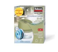 Rubson Aero 360° Baño Deshumidificador Antihumedad + Tableta 450 g, Verde | Habitaciones ≤ 20 m², Antiolor, Previene Condensación/Moho, Sin electricidad, Silencioso, Antiderrames, Duración ≤ 2 meses