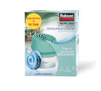 Rubson Aero 360° Baño Deshumidificador Antihumedad + Tableta 450g, Turquesa | Habitaciones ≤ 20 m², Antiolor, Previene Condensación/Moho, Sin electricidad, Silencioso, Antiderrames, Duración ≤ 3 meses