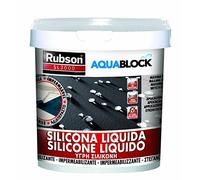 Rubson Aquablock SL3000 Silicona Líquida blanca, impermeabilizante líquido para prevenir y reparar goteras y humedades, silicona elástica con tecnología Silicotec, 1 x 5 kg