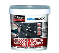 Rubson Aquablock SL3000 Silicona Líquida gris, impermeabilizante líquido para prevenir y reparar goteras y humedades, silicona elástica con tecnología Silicotec, 1 x 25 kg