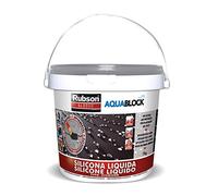 Rubson Aquablock SL3000 Silicona Líquida gris, impermeabilizante líquido para prevenir y reparar goteras y humedades, silicona elástica con tecnología Silicotec, 1 x 1 kg