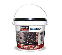 Rubson Aquablock SL3000 Silicona Líquida negra, impermeabilizante líquido para prevenir y reparar goteras y humedades, silicona elástica con tecnología Silicotec, 1 x 1 kg