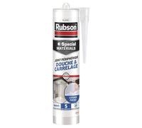 Rubson | Junta Periférica Ducha & Azulejos Gris (cartucho de 300 ml) - Sellador de silicona neutra de nueva generación multimaterial - Sellador impermeable con fórmula sin olor