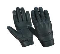 RUBSONS Royal Elegance Goat Skin Leather Touch Screen Biker Motorcycle Gloves, Negro , L