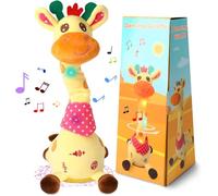 Rubu22a Jirafa hablando bailando, juguete de peluche para bebé que repite lo que dices, jirafa musical brillante con 10 canciones infantiles regalos (amarillo)