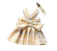 Rubu22a Juego de arnés y correa de malla para perro, lindo arnés a cuadros con pajarita para cachorros y gatos, chaleco ajustable, cuerda de tracción transpirable para niños y niñas, animales pequeños