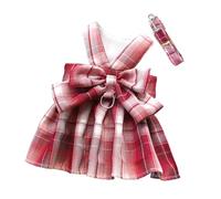 Rubu22a Juego de arnés y correa de malla para perro, lindo arnés a cuadros con pajarita para cachorros y gatos, chaleco ajustable, cuerda de tracción transpirable para niños y niñas, animales pequeños