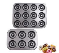 Rubu22a Molde antiadherente para rosquillas con 6/12 cavidades mejoradas y profundas, apto para bagels y buñuelos en el horno, molde para donuts de acero al carbono, apto para horno hasta 230 °C (6