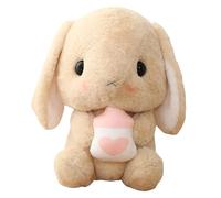 Rubu22a Peluche - Conejo de Pascua sentado de peluche con zanahoria, suave, adorable, realista, de orejas largas (marrón, 43 cm)