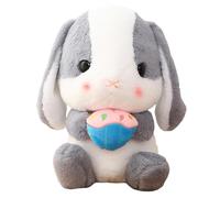Rubu22a Peluche - Conejo de Pascua sentado de peluche con zanahoria, suave, adorable, realista, de orejas largas, color rosa (blanco crema, 65 cm)