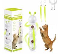 Rubu22a Wusel Gusano, juguete para gatos, juguete para gatos con movimiento inteligente, juguete con diseño de gusano, juguete interactivo con cola peluda (blanco)