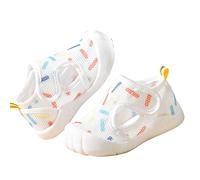 Rubu22a Zapatos de verano para niños pequeños, sandalias de fondo plano, no slio, punta semiabierta, transpirables, suaves, zapatillas de elefante, beige, 24 EU