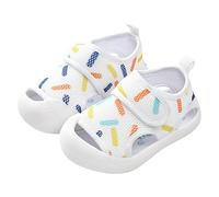 Rubu22a Zapatos de verano para niños y niñas con fondo plano, no slio, encaje semiabierto, transpirables, suaves, elefantes zapatillas de deporte para niños, Blanco, 20 EU