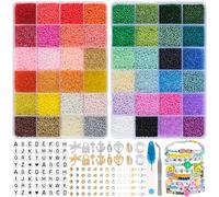 RUBY 2mm Abalorios Pulseras, 48 Colores Cuentas Pulseras con 300 Cuentas Letras Kit Bolitas para Hacer Pulseras Regalo para Niños y Adultos en Navidad, Fiestas, Recompensass, etc.