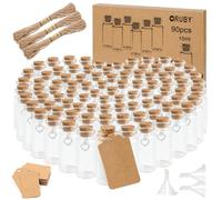 RUBY 90Pcs Botes Cristal Pequeños con Corcho, 10 ml Botecitos de Cristal Pequeños Set de Mini Botellas de Cristal para Regalos Invitados Boda, DIY, Especias, Decoración de Bodas etc, 22 X 55mm