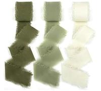 RUBY Cinta de 3 colores, 2,5 cm × 19,5 m, cinta de regalo - Cinta de tela hecha a mano para envolver regalos, bodas, floristería, decoración de mesa y manualidades
