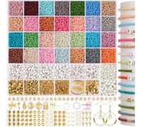 RUBY Cuentas de 3 mm para pulseras, 28 cuentas de cristal de colores Morandi para enhebrar, cuentas para enhebrar para Navidad, kit de creación de pulseras y días festivos