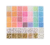 RUBY Juego de 28 cuentas de colores para pulseras, mini cuentas de cristal con 200 letras, kit de pulseras y joyas de 3 mm
