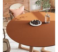 Ruby Lil Alfombrilla Redonda de Cuero PU, Mantel Impermeable y a Prueba de Aceite, Almohadilla de Mesa de Color Puro para la decoración del hogar,Marrón,90cm(35in)