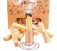 RUBY Palo Santo Incienso Natural XL - 80gr.(8-10ud.) con Quemador, Madera Sagrada 100% Natural de Perú para Quemar, Palosanto Auténtico, Incienso Palo Santo