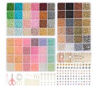 RUBY perlas 3mm para pulseras, perla de vidrio conjunto pulseras Selber hacer pulsera perlas con perla de letras, joyería fabricación encanto kit regalos, adultos para fiestas, fiestas, cumpleaños