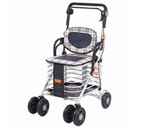 RUBYOH Carrito de Compras Plegable de 4 Ruedas con Andador y Andador, Altura Ajustable, Carrito de Equipaje Ligero de Empuje y tracción, Bolsa de Equipaje, camión de Mano para comestibles