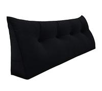 Rucener Almohada Triangular Grande de Cuña Almohada Triangular Respaldo Cojín Refuerzo Almohada de Cuña Cojín de Sofá Cama Cabecero Almohada de Lectura Múltiples Usos para Elegir Negro 140CM
