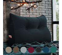 Rucener - Cojín de cuña triangular, cojín de respaldo de sofá, almohada de lectura, gran cojín de sofá, cojín para cama con una variedad de usos, 60 cm, color negro