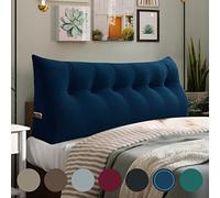 Rucener - Cojín de cuña triangular, respaldo de sofá, almohada de lectura, gran cojín de sofá, cojín para cama con una variedad de usos, azul profundo 180 cm