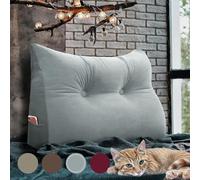 Rucener - Cojín de cuña triangular, respaldo de sofá, almohada de lectura grande, cojín de sofá, cojín de cama, con una variedad de usos, color gris, 60 cm