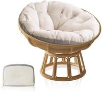Rucener Cojín Papasan de 6,5 kg de grosor solamente, 120 cm, impermeable, con reposacabezas, acolchado para exteriores con acolchado suave, color blanco lavable