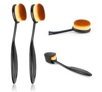 RUCUDIM Brocha de maquillaje, cepillo líquido, para base y contorno, ovalada para mezclar y contornear, compatible con líquidos o polvos, con tapa (negro)