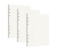 RUCUDIM Carpeta de anillas A5 rellenable, papel de recambio A5, 3 paquetes de papel de notas rellenable, papel de cuaderno a cuadros de 6 agujeros, papel de relleno de carpetas, 135 hojas para