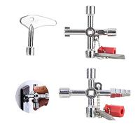 RUCUDIM Llave Multifunción, 3 Piezas Llave Triangular de 4 Vías para Medidores de Agua, Radiadores, Medidores de Gas, Ascensores, Caja Eléctrica (72x72x10mm, Plata, Zinc)