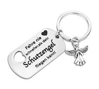 RUCUDIM llavero ángel guardián coche ángel guardián licencia de conducir llavero personalizado con grabado de la suerte coche ángel guardián colgante regalos, 000, 9
