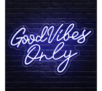 RuCvixkt Good Vibes Only - Letreros de neón para decoración de pared, hermoso letrero de neón LED azul Good Vibes Only para fiesta, salón, bar, club, decoración de dormitorio, regalo para niños y