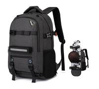 RUCYEN Skateboard Backpack, Laptop Backpack with USB Charging Port, RFID Anti-Theft Lock, Waterproof Fabric, Fits up to 15.6 Inch Laptop, for Business Travel Men(Dark Grey)