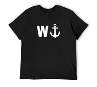 Rude W and An Anchor - Camiseta de algodón para hombre, color negro, Negro , XL