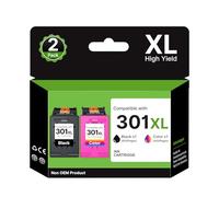 RUDGUZ 301 XL Cartuchos de Impresora Multipack Compatible para HP 301 301 301XL para HP Envy 4500 Cartuchos de Impresora 5530 4504 5534 Deskjet 2540 2544 1510 Officejet 4630 2620 (paquete de 2)