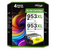 RUDGUZ Cartuchos 953XL Compatible para HP 953 XL Cartucho para HP 953XL Pack de 4 Compatible con HP Officejet Pro 7720 7730 7740 8210 8218 8710 8715 8718 8719 8720 8730 (Negro Cian Magenta Amarillo)